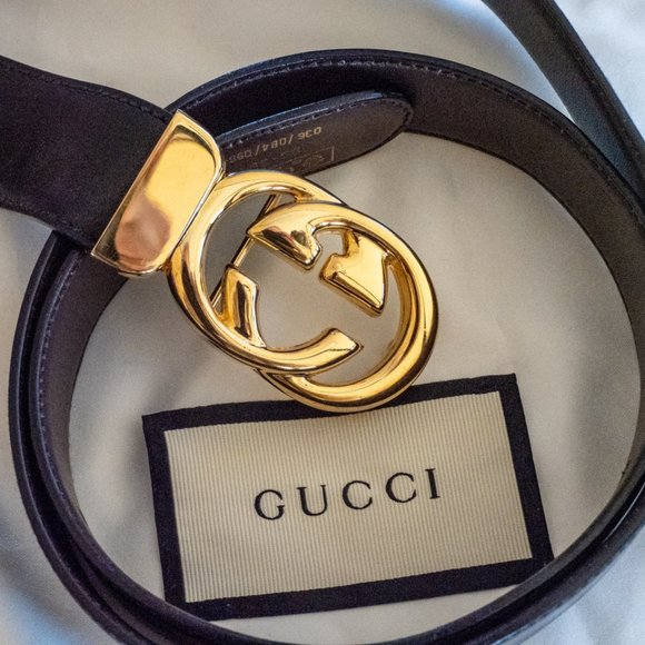 Gucci Other - 🛡️NEW, Original Gucci Men's 18k Gold Plate Interlocking GG Reversible Belt